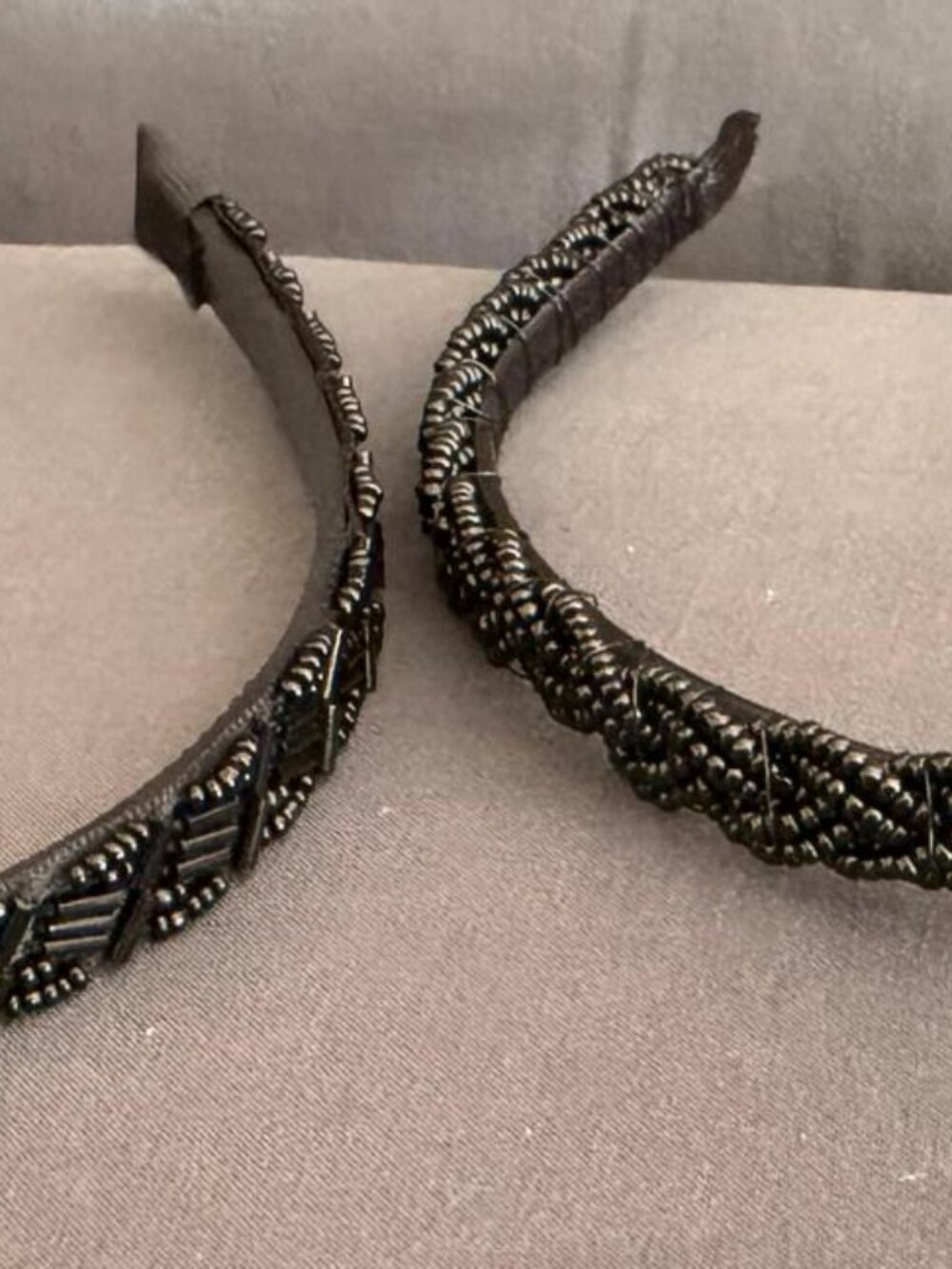 Girls’ Black Beaded & Embellished Headbands – Set of 2